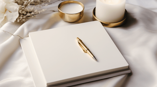 Blank journal with pen