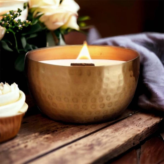 Vanilla Bean & Buttercream—14oz Candle | Brass Brilliance Bowl