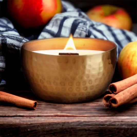 Honeycrisp Cider & Cinnamon—14oz Candle | Brass Brilliance Bowl